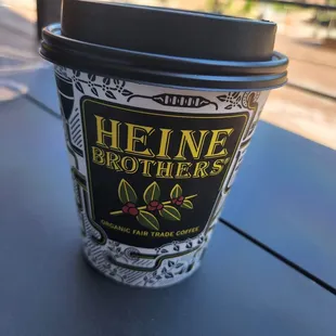 a coffee cup on a table