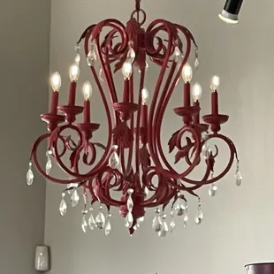a red chandelier
