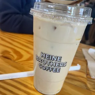 Iced Creme BruLatte with whole milk, large $6.35