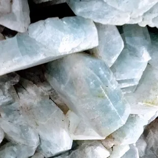 a close up of a bunch of blue crystals