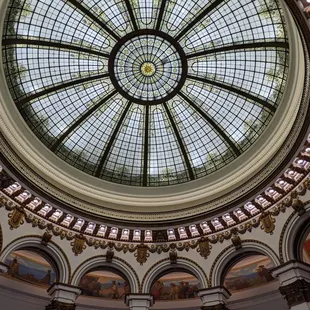 a circular glass ceiling
