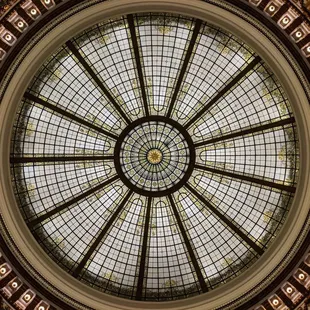 a circular glass ceiling
