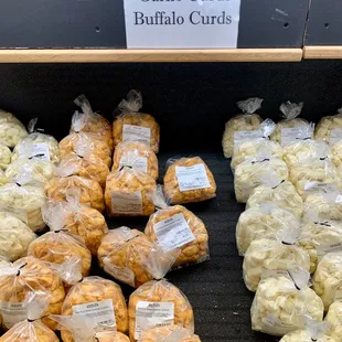 a display of cheeses