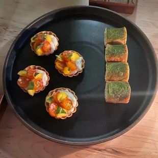 a plate of appetizers