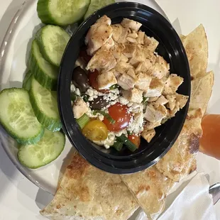 Greek seven layer dip with added grilled chicken