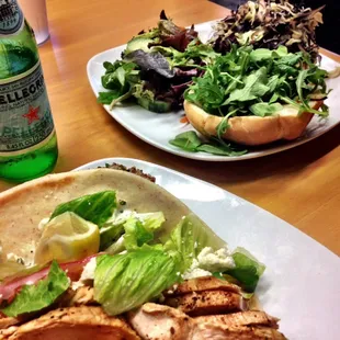 Gyro with chicken and the Thai peanut Luna burger.