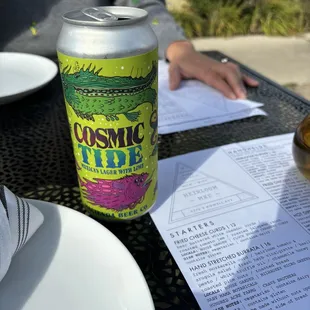 Mexican lager and menu