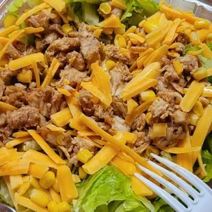 The Salad that was served- no beans, no tomatoes, very little corn.