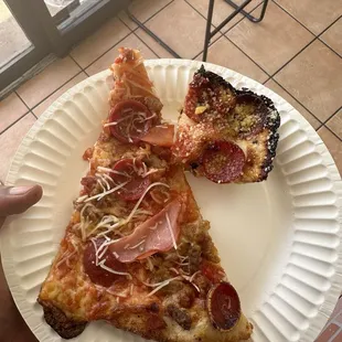 Meat Master Slice and a Detroit Square Slice