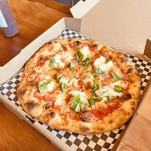 Barratta Pizza! So good! Barratta cheese, hot honey and fresh basil.... with homemade pizza sauce that is to die for! Delicious!