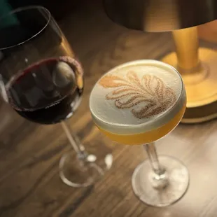 Wine and seasonal cocktail (spill the tea)