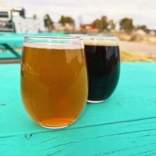 two glasses of beer