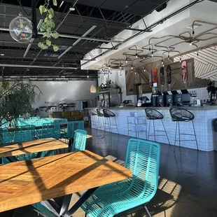 Indoor seating and bar