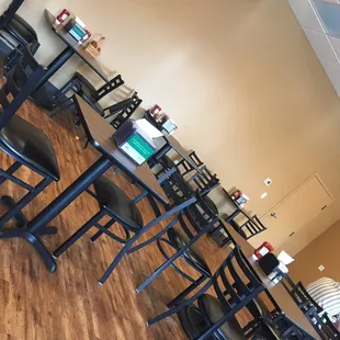 Dining area on the side of the store