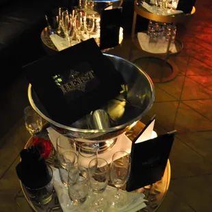 Bottle service setup.