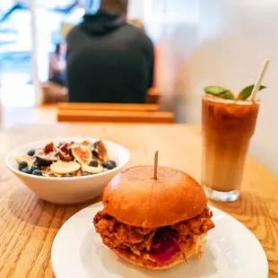 biteofyourworld: Crispy Chicken Sandwich + Granola (parfait) + COCHATA