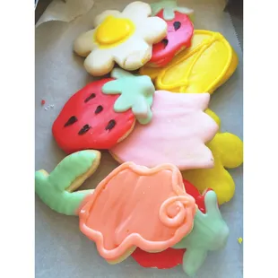 a variety of decorated cookies