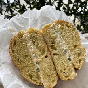 Cheese Bagel with Jalapeño Cheddar Cream Cheese