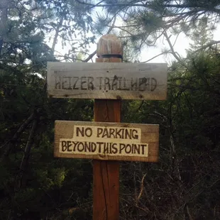 Sign at small parking area