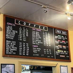 Coffee Menu