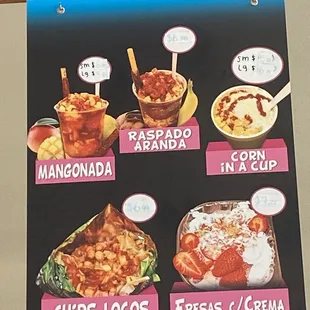 The items and prices