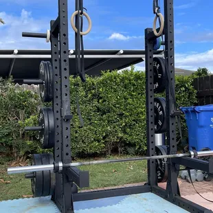 Power rack and plate storage with Black Bumper Set