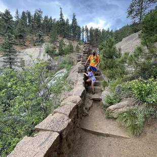 Steep climbing but completely doable for kids!