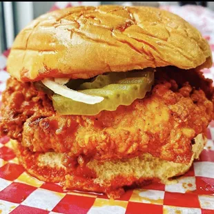 Hot chicken breast sandwich