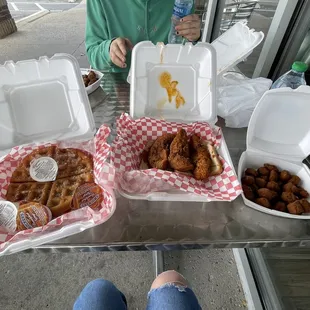 Tender Chicken &amp; Waffles, Fried Okra