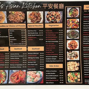 ramen and noodles, menu