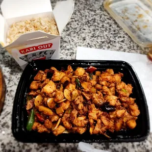 Hot Pepper Chicken with fried rice