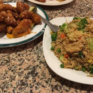 Orange chicken and chicken fried rice. Both were exceptional.