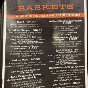 a menu for a restaurant