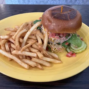 Turkey burger and fries.