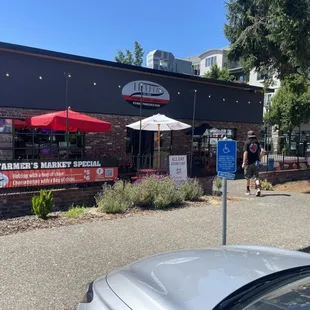 Patio furniture and front door.