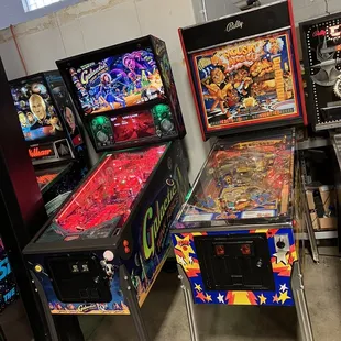 a row of pinball machines