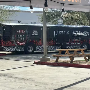 Hell's Kitchen is now a super food truck behind the Harley Shop @ 530 Crane St.
