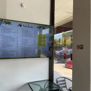 Menu and looking outside