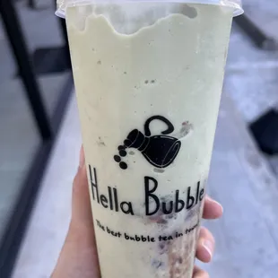 Matcha red bean smoothie with ice cream for $7