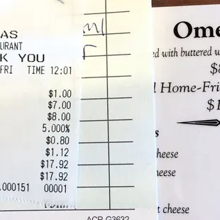 New menu reflects the new prices. Cash register does not. That's the 5% surcharge.  November 2017.
