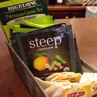 Tea selections. No Earl Grey for my sweetie.  #UpCloseSavor