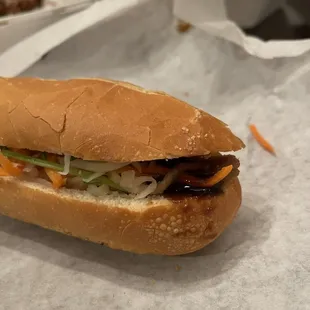 Grilled pork bahn mi with hoisin or bbq sauce