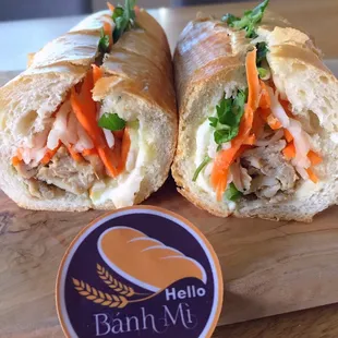 Grilled Chicken footlong + free sticker! :D @HelloBanhMi (Kirkland)