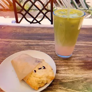 The Sakura matcha and okashi scone
