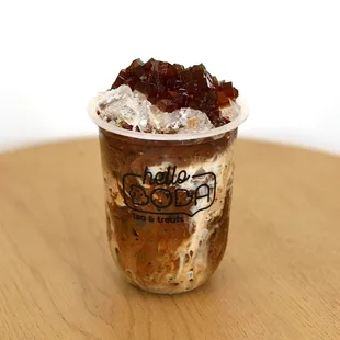 a cup of ice cream and jelly