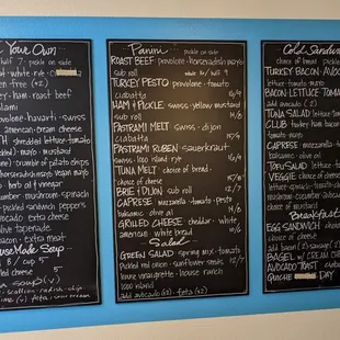 menus on the wall
