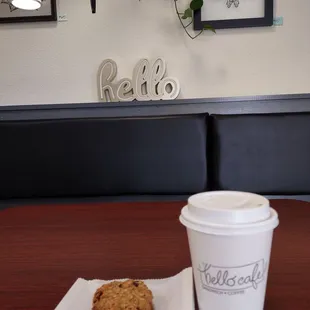 a cup of coffee and a cookie