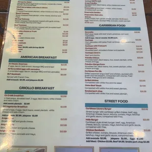 menu