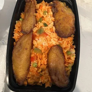 19. Vegan Chicken Rice with Sweet Plantain.