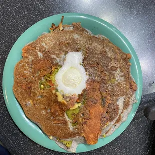 Blue corn, green Chile pancakes with piñon